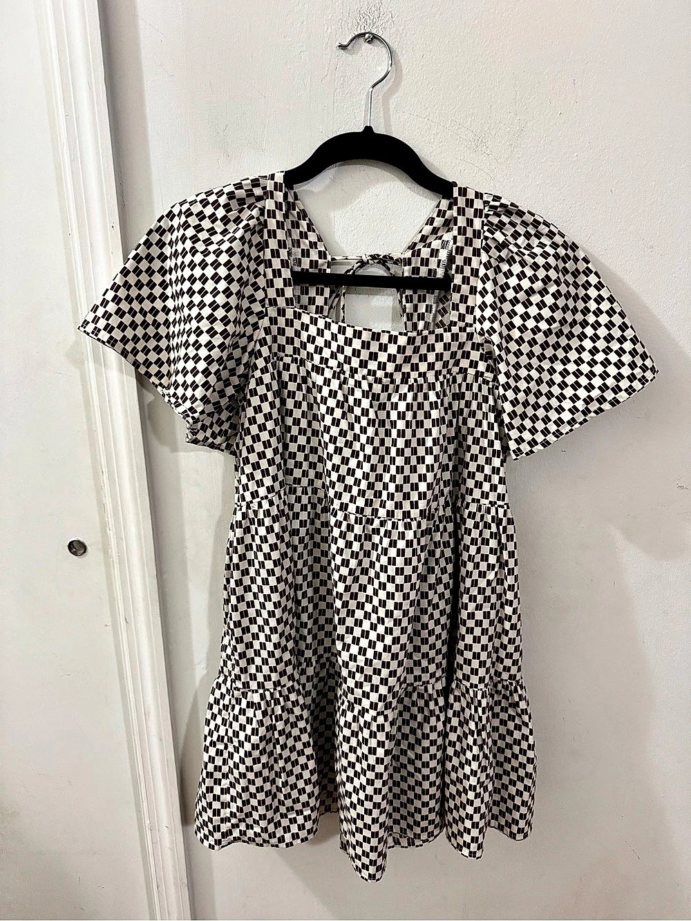 Abercrombie & Fitch Checkered Mini Dress in Brown & Cream Size XS Like New